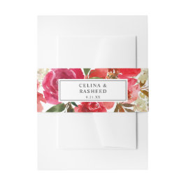 Rote Rose und Rosa Blumen 2 Einladungsbanderole