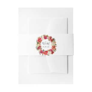 Rote Rose und Rosa Blumen 3 Einladungsbanderole