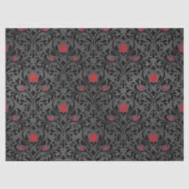 Rote Rose und Schwarz-Damast Decoupage Seidenpapier