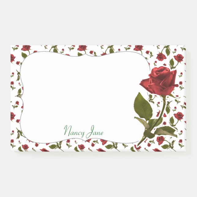 Rote Rose- und Steppflorfotografie Post-it Klebezettel (Vorderseite)