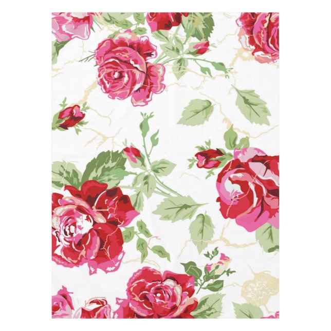Rote Rose und weiße Drucktafel Tischdecke (Vorderseite)