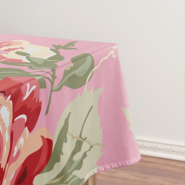Rote Rose und weiße Drucktafel Tischdecke (Beispiel)