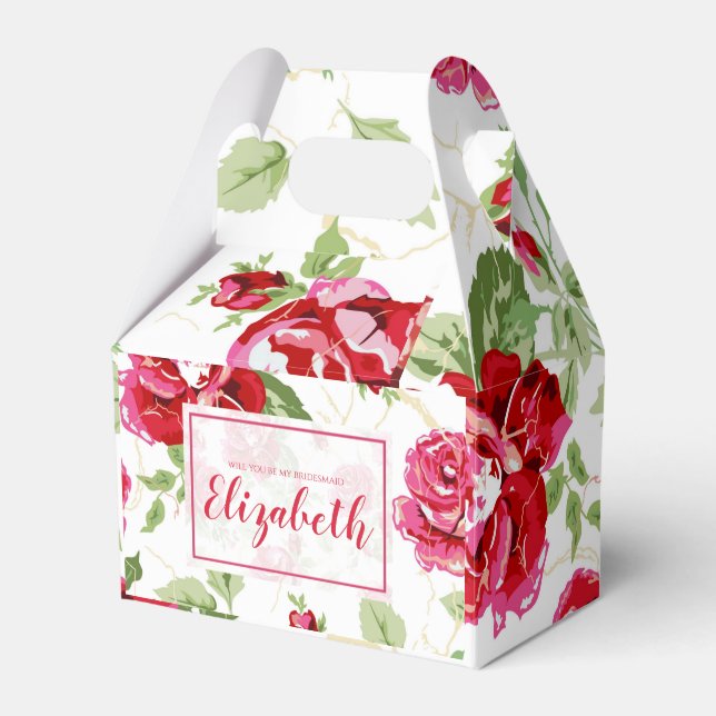 Rote Rose und weiße Druckvorschubbox Geschenkschachtel (Vorderseite)