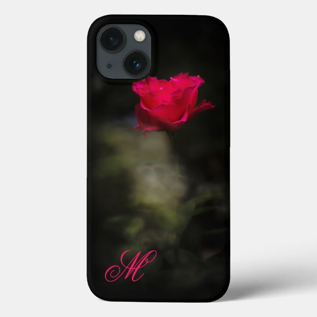 Rote Rose und Weißrauchen. Monogrammm. Case-Mate iPhone Hülle (Rückseite)