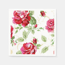 Rote Rose- und Weißserien-Servietten Serviette