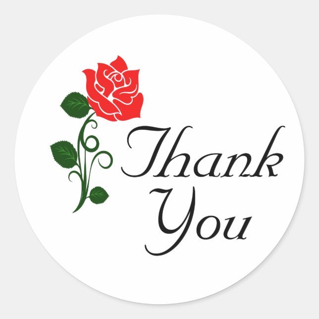 Rote Rose Vielen Dank, Ihr Sticker (Vorderseite)