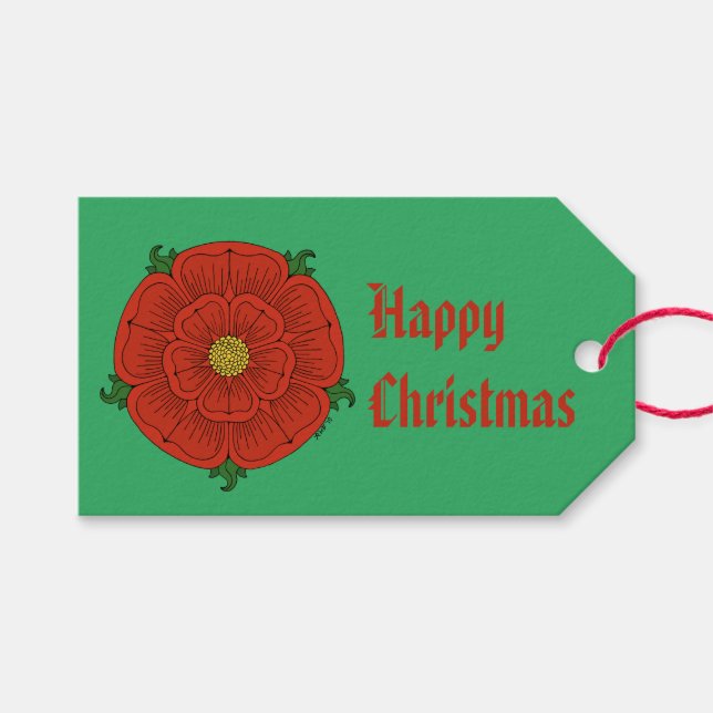 Rote Rose von Lancaster-Geschenketiketten Geschenkanhänger (Vorderseite (Horizontal))