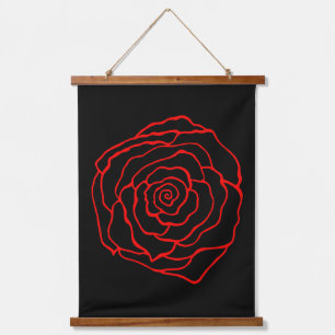 Rote Rose Wall Art Tapestry Wandteppich Mit Holzrahmen