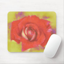Rote Rose Wasserfarbe Art Maus Pad