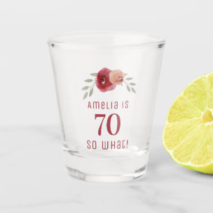 Rote Rose Wasserfarbe Positive Blüte 70. Geburtsta Schnapsglas