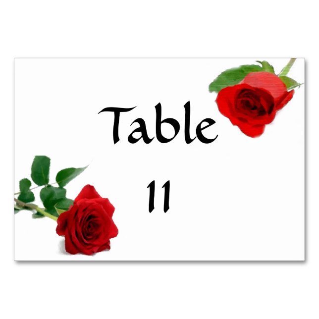 Rote Rose (Wasserfarbe) - Tablecard Tischnummer (Vorderseite)
