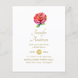 Rote Rose Watercolor Gold Brautparty