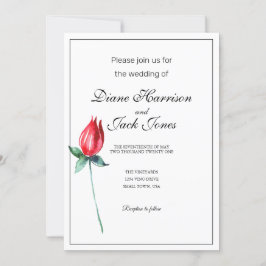Rote Rose Watercolor Stem Hochzeitseinladungen Einladung