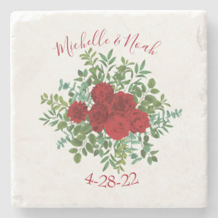 Rote Rose Wedding Elegant Classic Steinuntersetzer