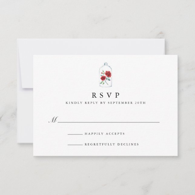 Rote Rose Wedding RSVP Cards Karte (Vorderseite)