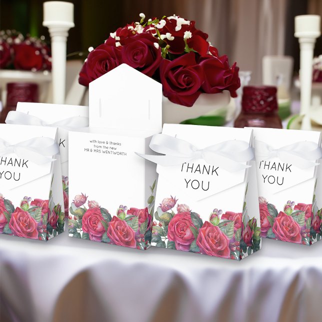 Rote Rose Wedding Vielen Dank Geschenkschachtel (Red Rose favor bags from my Red Rose and Eucalyptus Wedding Collection)