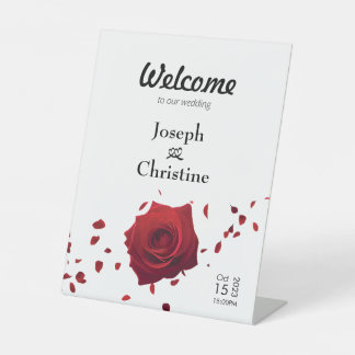 Rote Rose Wedding Welcome Sockelschild