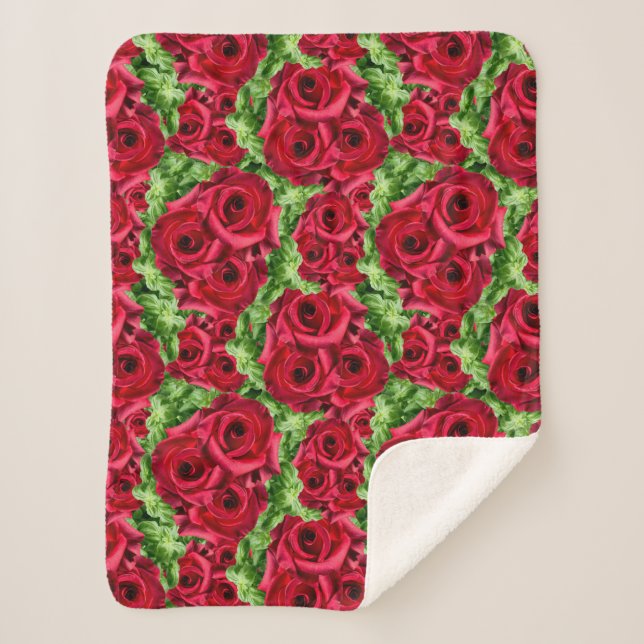 Rote Rose Weg Blume Garland Sherpadecke (Vorderseite)