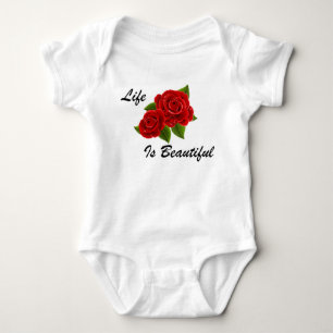 Rote Rose Weiß Baby Strampler