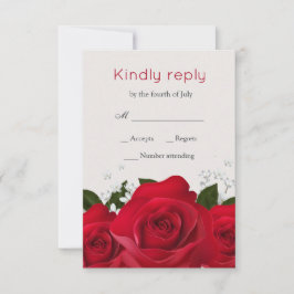 Rote Rose, weiße Blume Hochzeit RSVP Karte