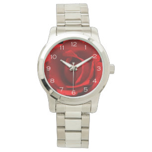 rote Rose Weiße Zahlen Frauen können Armbanduhr