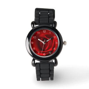 Rote Rose Weiße Zahlen wacna Armbanduhr