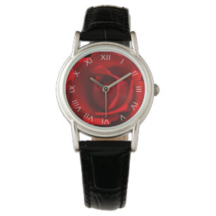 Rote Rose White Roman Numbers wacna Armbanduhr