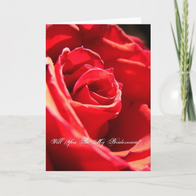 Rote Rose, wirst du meine Bridesmaid sein? Einladung (Vorderseite)