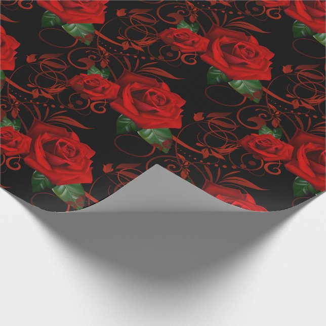 Rote Rose Wrapping Paper Geschenkpapier (Ecke)