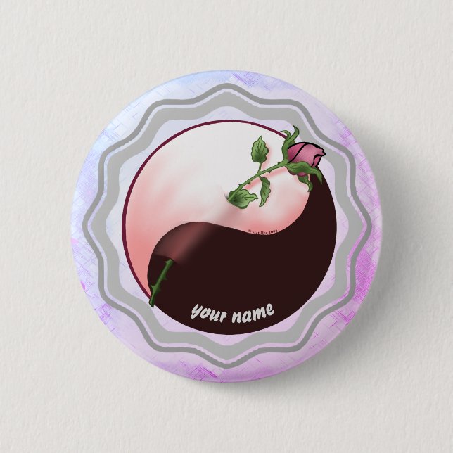 Rote Rose Yin Yang Anstecknadel (Vorderseite)