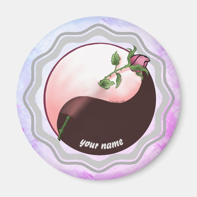 Rote Rose Yin Yang Magnet (Vorne)