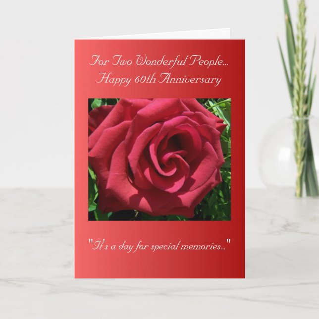 rote Rose zum 60. Hochzeitstag Karte (Vorderseite)