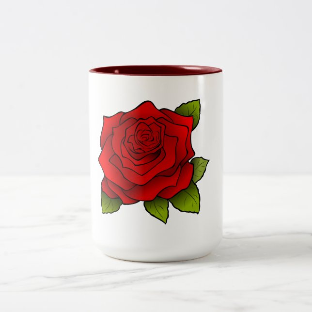 Rote Rose Zweifarbige Tasse (Mittel)