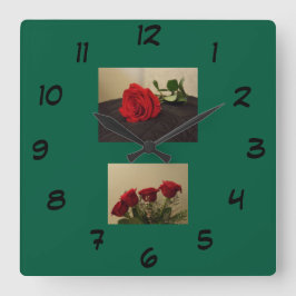 Rote Rosen Acryl-Wanduhr Quadratische Wanduhr