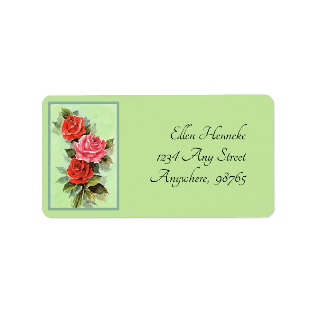 Rote Rosen Adressaufkleber (Vorne)