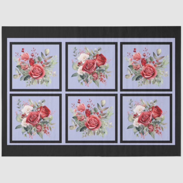 Rote Rosen als Dekoupage Seidenpapier (Vorderseite)