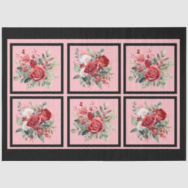 Rote Rosen als Dekoupage Seidenpapier