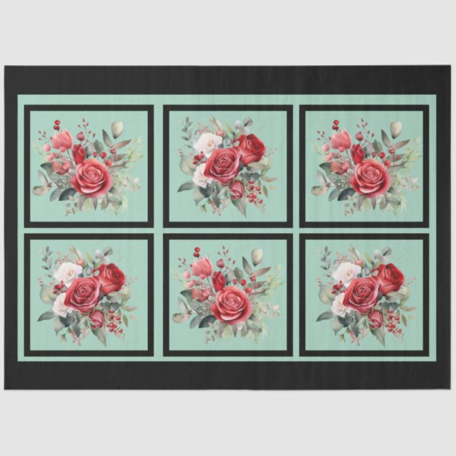 Rote Rosen als Dekoupage Seidenpapier (Vorderseite)