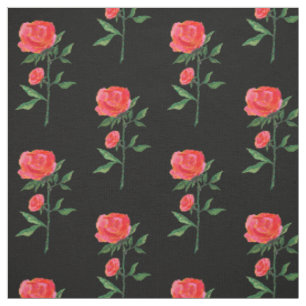 Rote Rosen-Aquarell Schwarz Stoff
