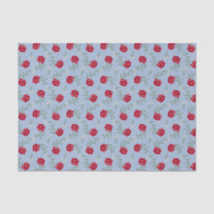 Rote Rosen auf Light Blue Oversized Calico Seidenpapier