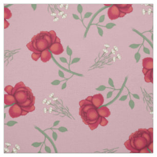 Rote Rosen auf Pink Oversified Calico Stoff