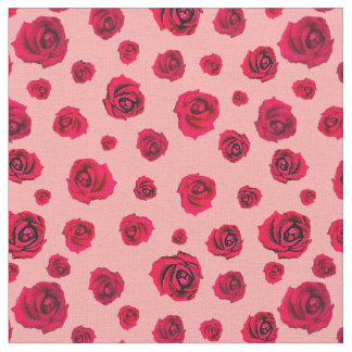rote Rosen auf rosa Stoff