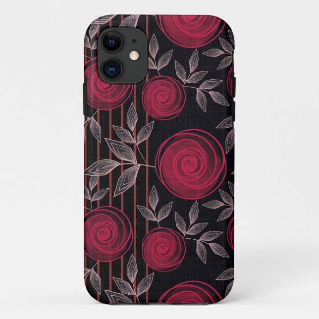 Rote Rosen auf schwarz. Case-Mate iPhone Hülle (Rückseite)