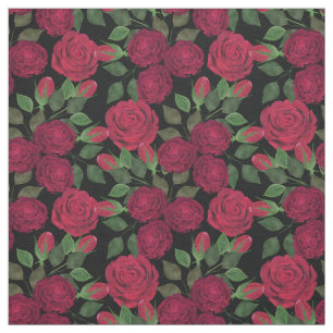 Rote Rosen auf schwarz. Stoff