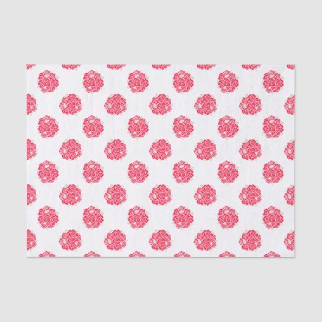 Rote Rosen auf weißem Papierpapier Seidenpapier (Vorderseite)