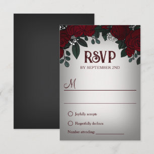 Rote Rosen Babyatmung Dunkle Romantik-Hochzeit RSVP Karte