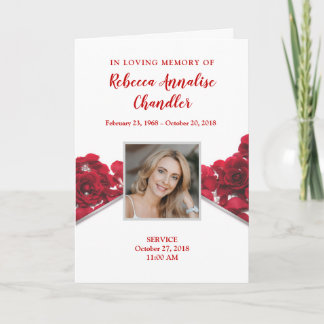 Rote Rosen Beerdigungsprogramm | Memorial Karte