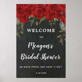 rote Rosen Begrüßungszeichen für Blumenbeete Braut Poster