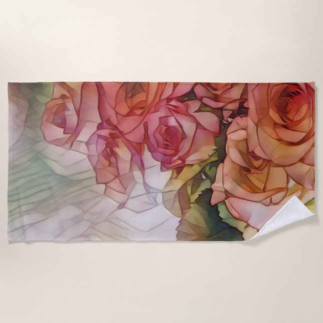 Rote Rosen bei getapptem Sonnenlicht Strandtuch (Vorderseite)