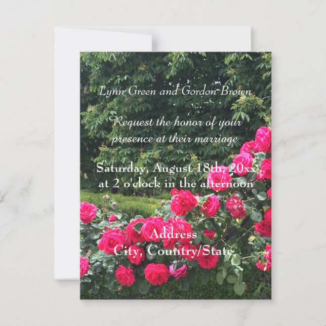 Rote Rosen beim Hochzeitsempfang Einladung (Vorderseite)